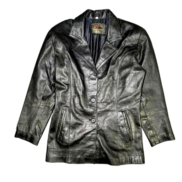 Rocky Leather Men's Black Leather Button Jacket Sz L - Picture 4 of 7